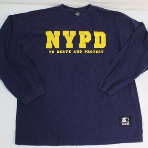 Vintage Starter NYPD Shirt Size Large To Serve And Protect Long Sleeve Navy blue